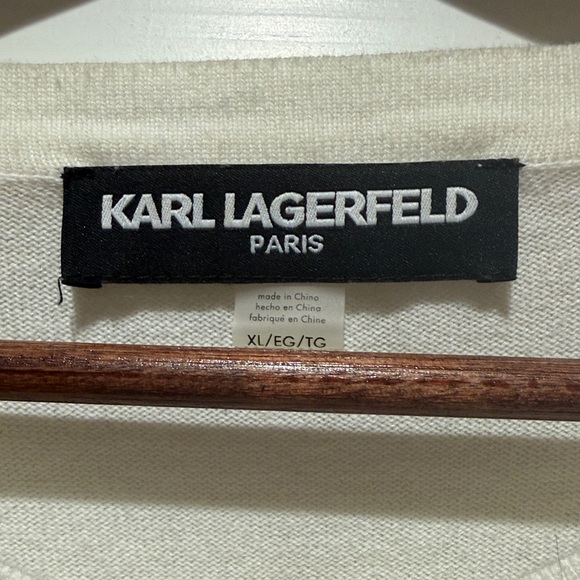 Karl Lagerfeld | Authentic White Floral Sweater Sz XL - Picture 2 of 3